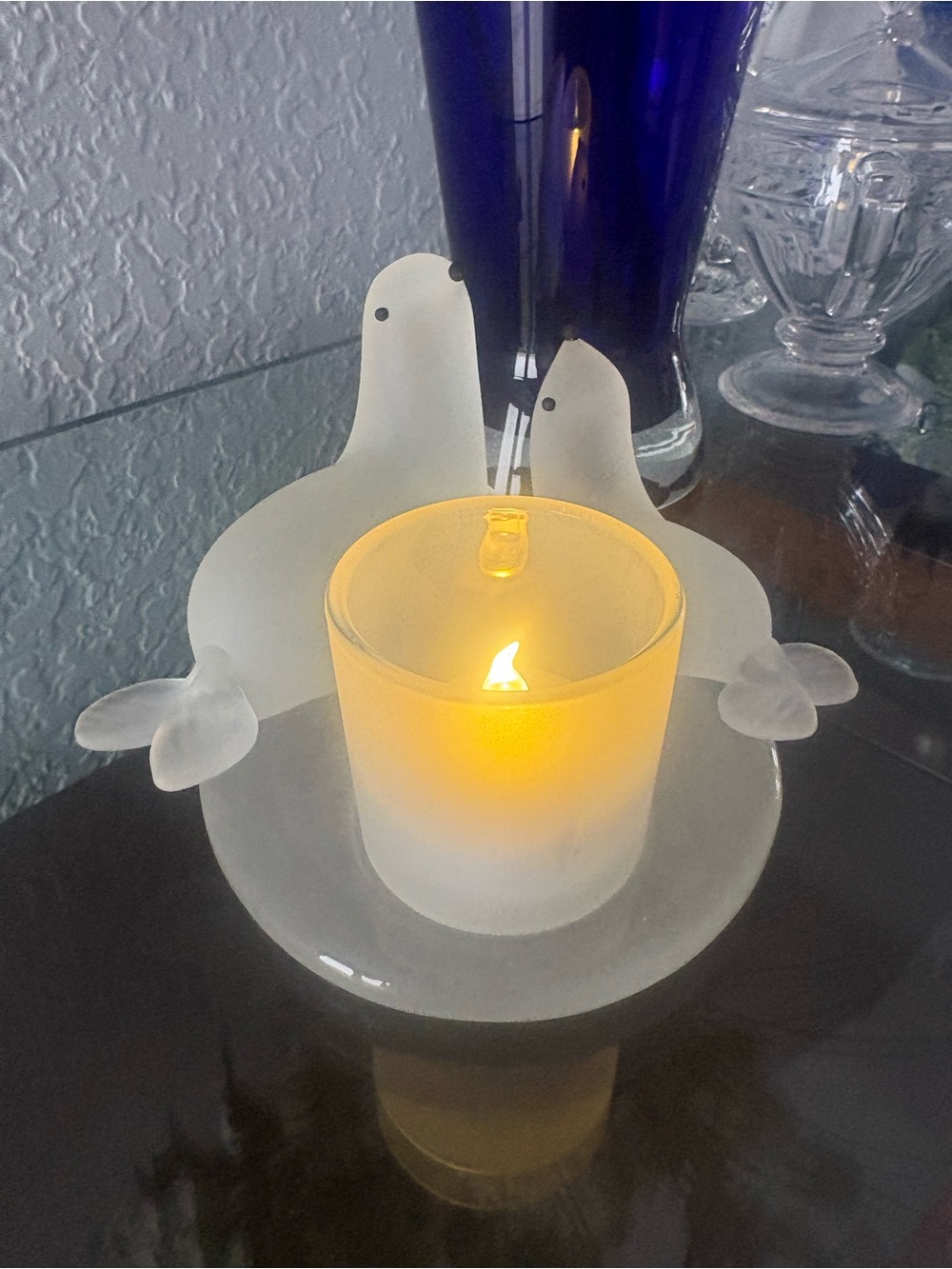 Party Lite is Frosted Glass Seal Candle Holder